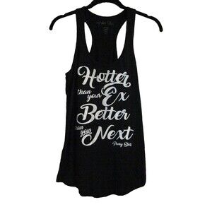 PINKY STAR Black Tank Top  Size Large Novelty  Tank Top "Hotter  Than Your Ex''